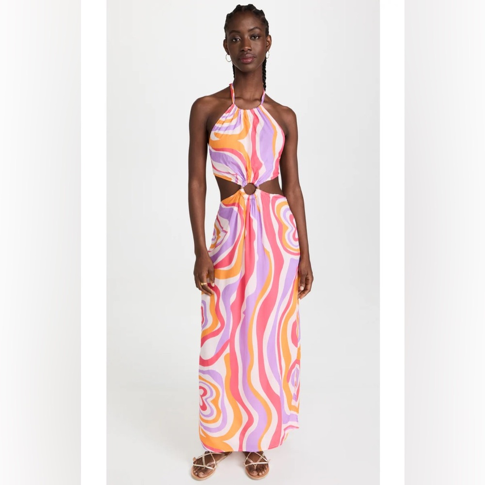 Sundress Filiza Comporta Neon Printed Cutout Backless Maxi Dress